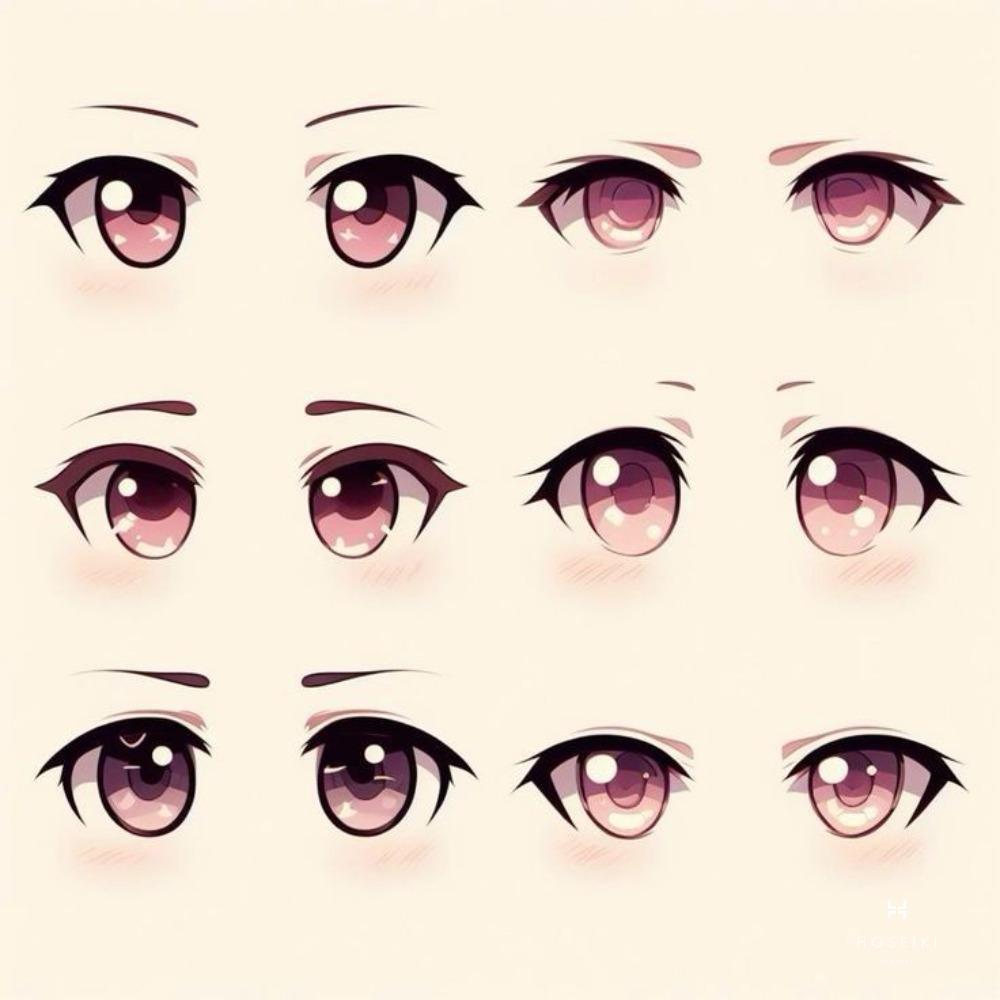 Tuyển tập các kiểu mắt anime cute với nhiều biểu cảm và phong cách vẽ đa dạng