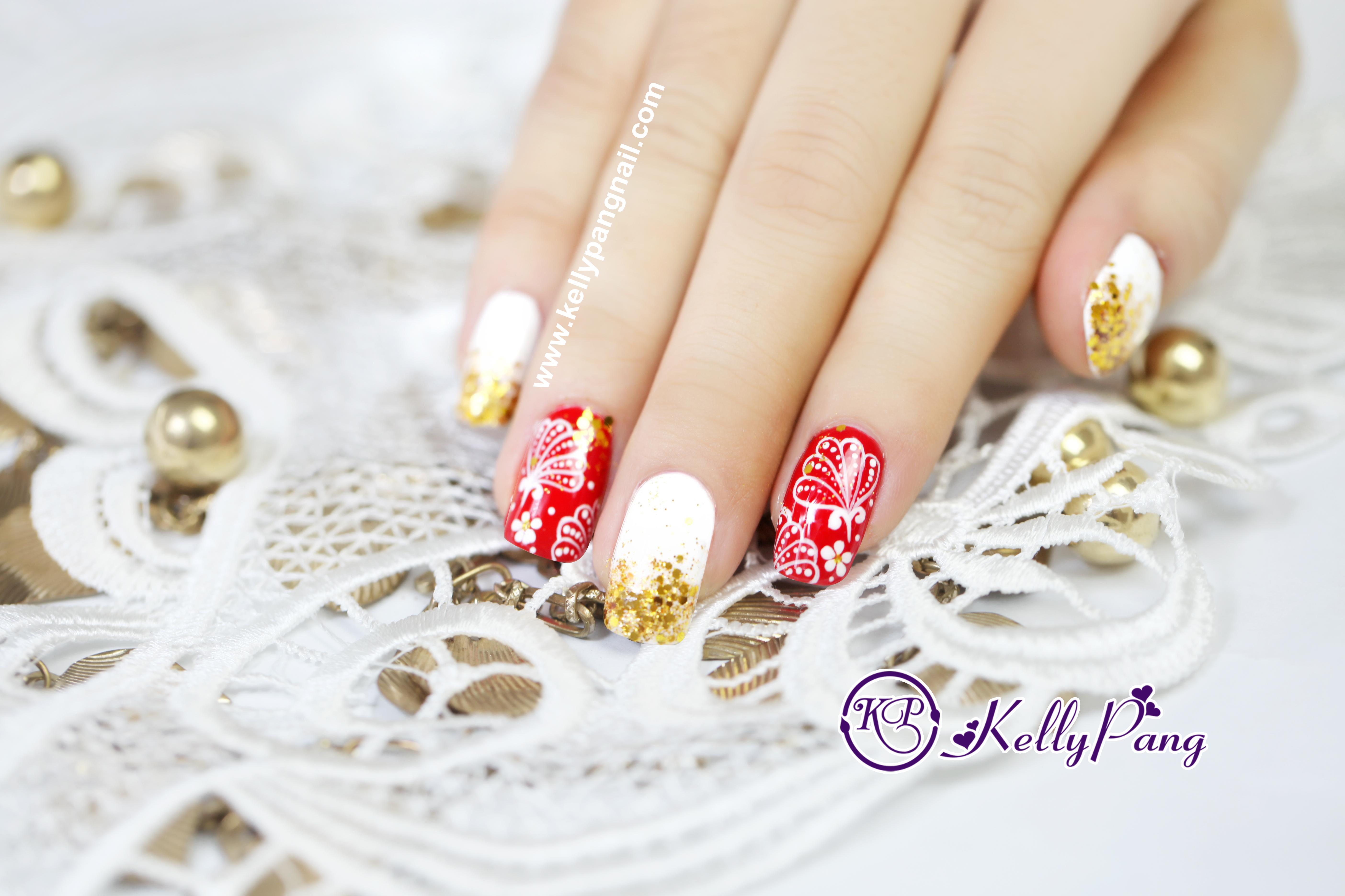 Hướng dẫn chi tiết các bước thực hiện cách vẽ nail hoa năm cánh đơn giản bằng cọ chấm bi