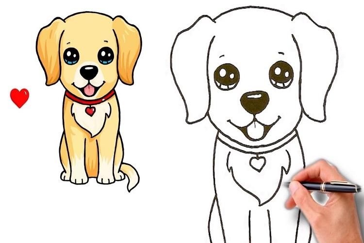 Vẽ chi tiết đầu chó đáng yêu với biểu cảm sống động trong cách vẽ con chó đẹp nhất