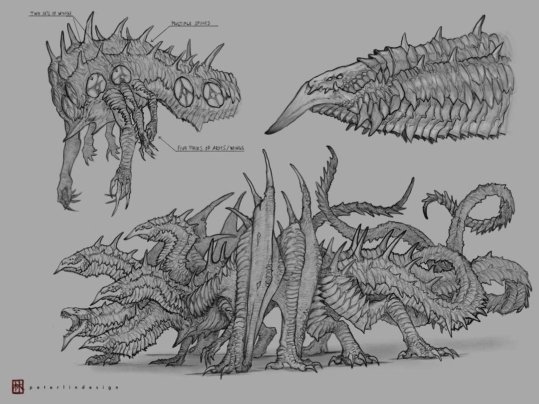 Hướng dẫn vẽ chi tiết đầu rồng phương tây với sừng nhọn và biểu cảm sắc sảo