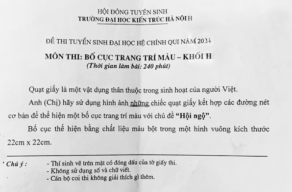Đề thi Trường đại học Kiến Trúc Hà Nội qua các năm