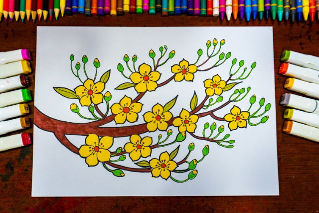 Dụng cụ cơ bản cần thiết để thực hiện cách vẽ hoa mai đơn giản và đẹp mắt cho ngày Tết