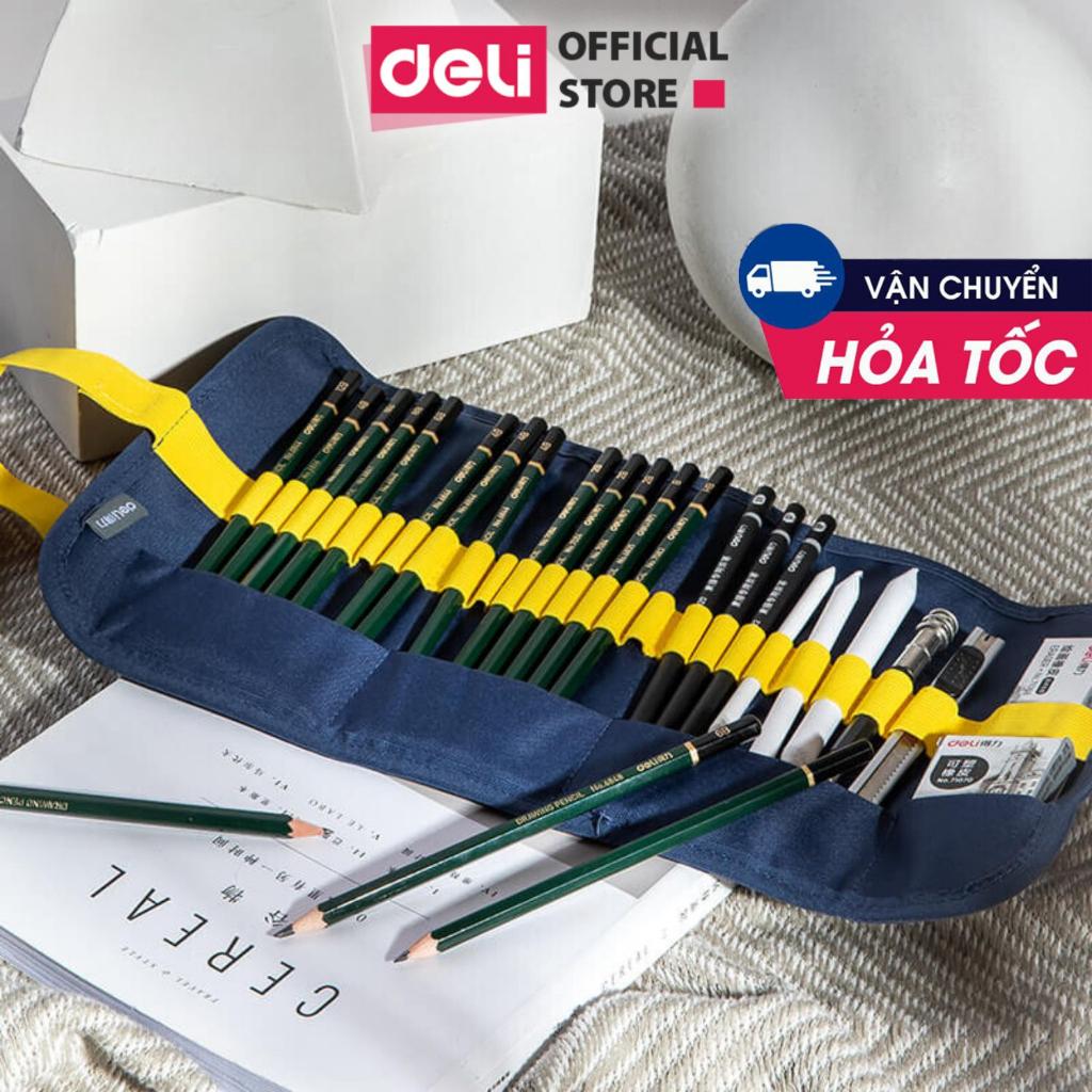 Bộ dụng cụ vẽ tranh bằng bút chì chuyên nghiệp gồm nhiều loại bút chì và tẩy