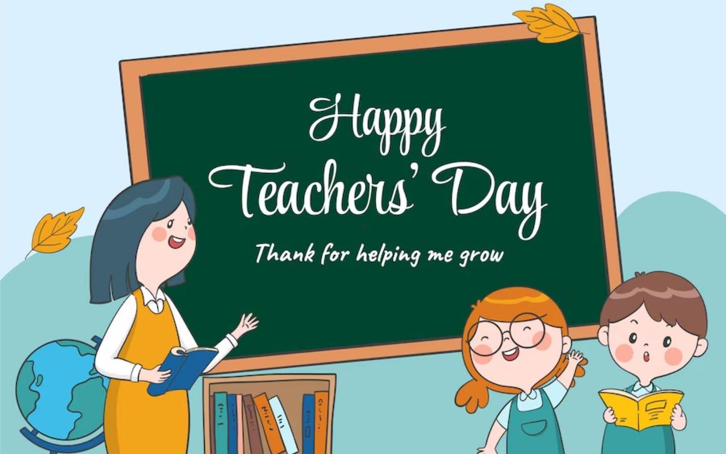 Tranh vẽ cảnh học sinh tặng hoa và quà cho thầy cô giáo trong ngày lễ 20 tháng 11 ý nghĩa