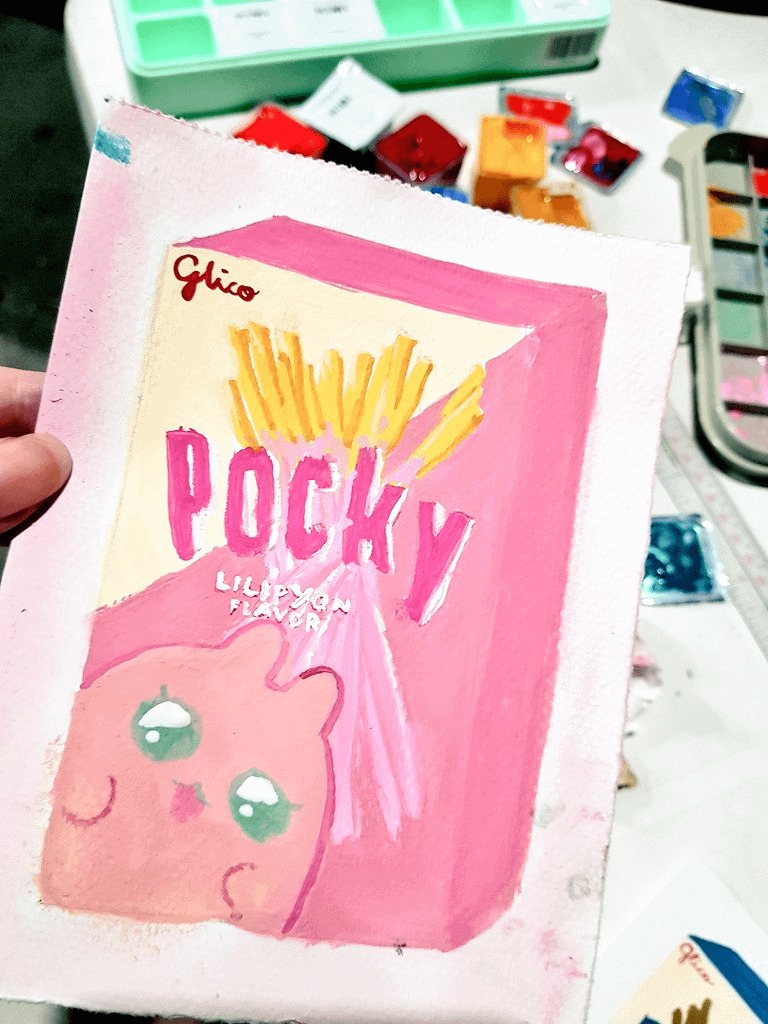 Minh họa kỹ thuật vẽ màu nước ướt trên khô tạo đường nét chi tiết sắc sảo trên giấy