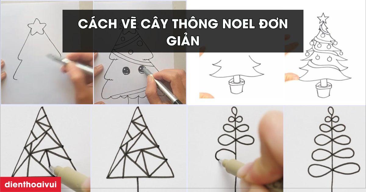Kỹ thuật vẽ tán lá cây thông Noel chi tiết và ấn tượng tạo nên bức tranh sống động