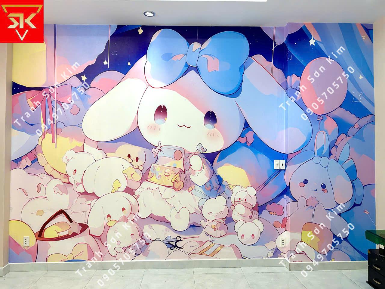 Mẫu tranh vẽ tường đẹp cho phòng bé với hình ảnh động vật hoạt hình ngộ nghĩnh và đáng yêu