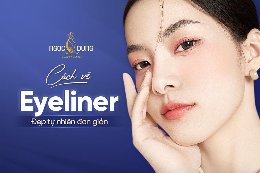 Minh họa mẹo sử dụng băng dính hỗ trợ cách vẽ eyeliner bằng bút lông cho đường kẻ đuôi mắt thẳng