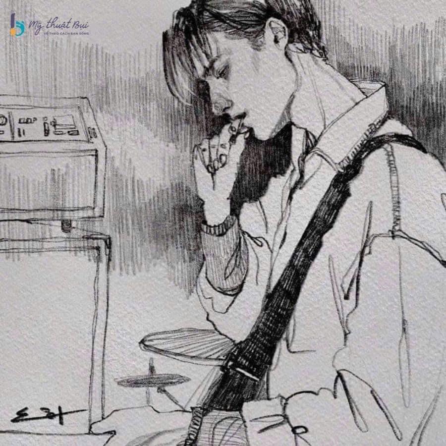 Phác họa chân dung bạn trai độc đáo với những đường nét đặc trưng và biểu cảm riêng biệt
