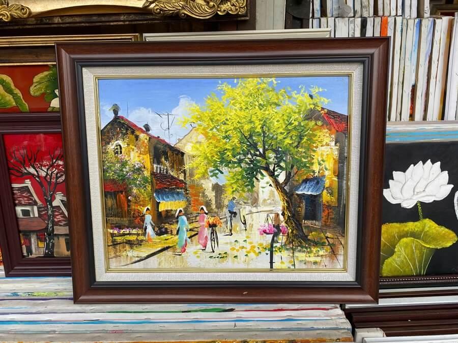 Bản phác họa bút chì đơn giản một góc phố cổ Hà Nội, tập trung vào đường nét kiến trúc