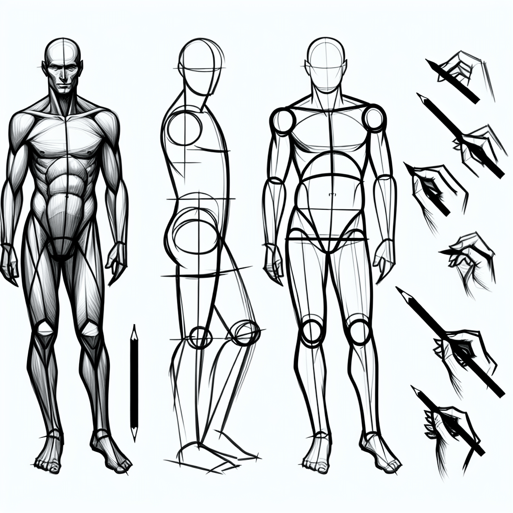 Phác thảo các dáng người cơ bản bằng cách sử dụng hình khối tròn, trụ và oval để học cách vẽ con người đơn giản