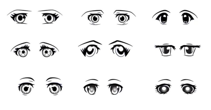 Các hình dạng mắt anime nữ cơ bản và các thành phần chính để vẽ mắt anime đẹp cuốn hút