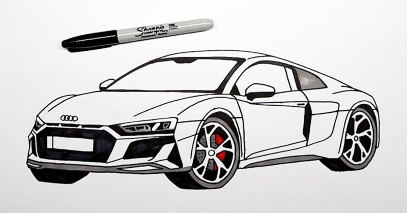 Hướng dẫn cách vẽ siêu xe Ferrari phác thảo hình dáng tổng thể bằng khối cơ bản