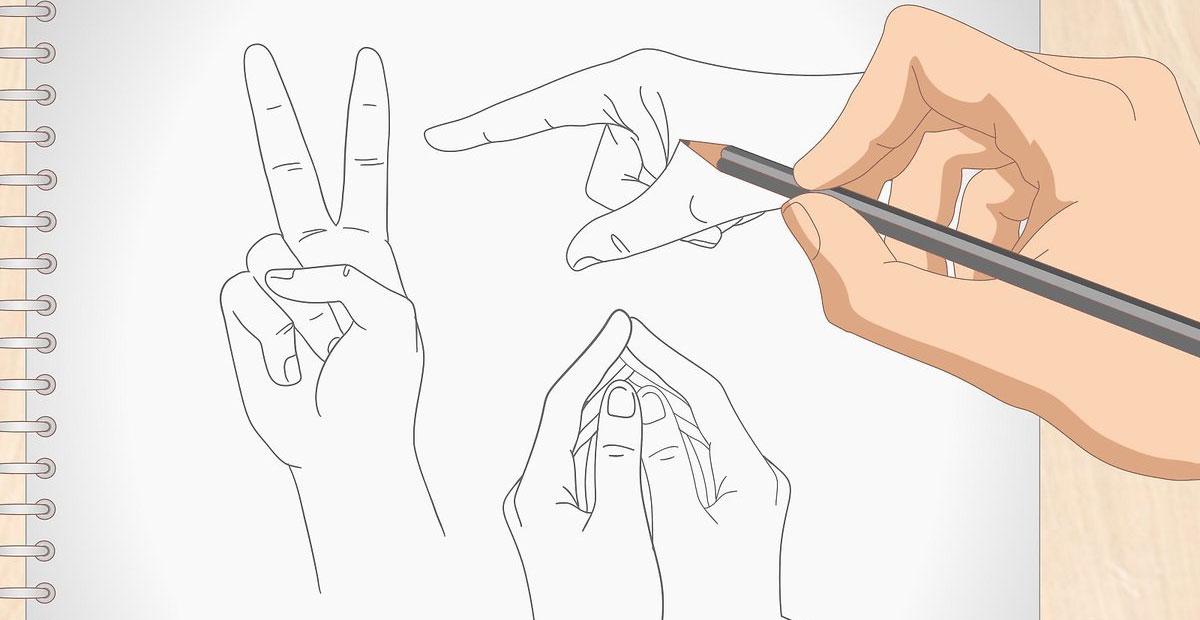 Minh họa cách thêm đường chỉ tay, nếp gấp và móng tay để hoàn thiện bản vẽ bàn tay anime