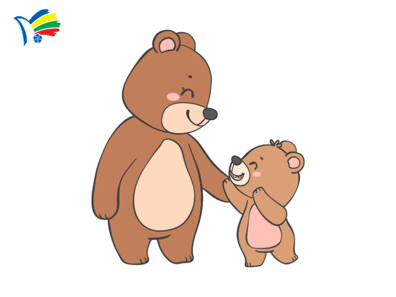 hoàn thiện bản vẽ gấu đơn giản bằng cách tô màu nâu sinh động dễ thương