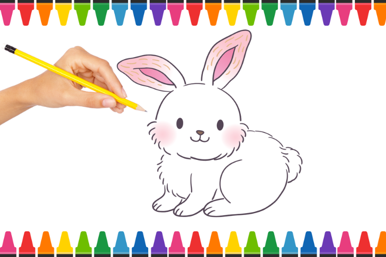 Thỏ Bảy Màu tô màu hoàn chỉnh với bảy màu sắc rực rỡ theo hướng dẫn vẽ chi tiết