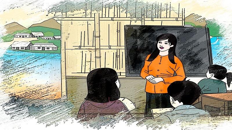 Quá trình tô màu và thêm chi tiết bóng đổ ánh sáng cho bức vẽ áo dài Việt Nam