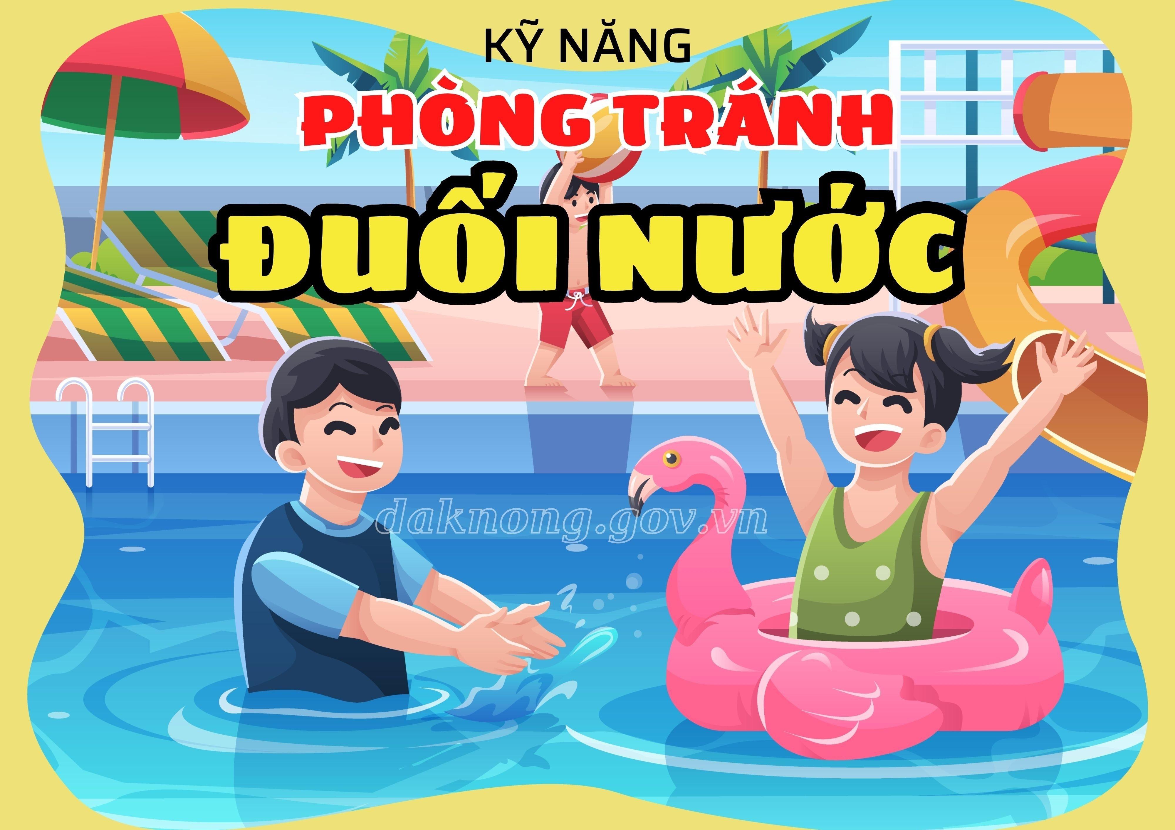 Tranh vẽ minh họa các kỹ năng an toàn và quy tắc phòng chống đuối nước cho mọi lứa tuổi