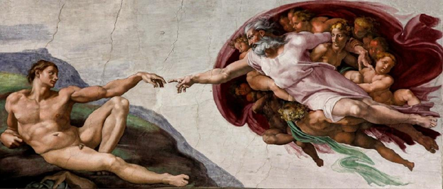 Chi tiết bức tranh Sự Sáng Tạo Adam của Michelangelo trên trần nhà nguyện Sistine