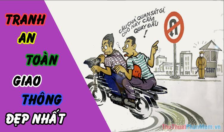 Bức tranh vẽ chủ đề an toàn giao thông đẹp đơn giản nhưng truyền tải ý nghĩa sâu sắc về chấp hành luật