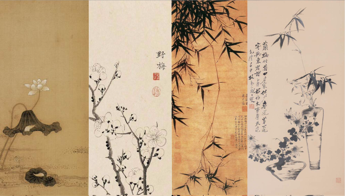 Bức tranh vẽ bụi trúc xanh mướt vươn mình thẳng tắp thể hiện khí chất thanh cao của người quân tử