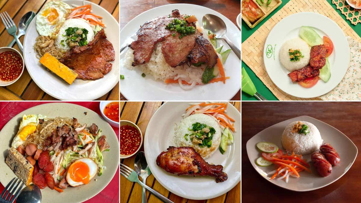 Tranh vẽ đĩa cơm tấm Sài Gòn đặc trưng với sườn nướng bì chả và trứng ốp la hấp dẫn