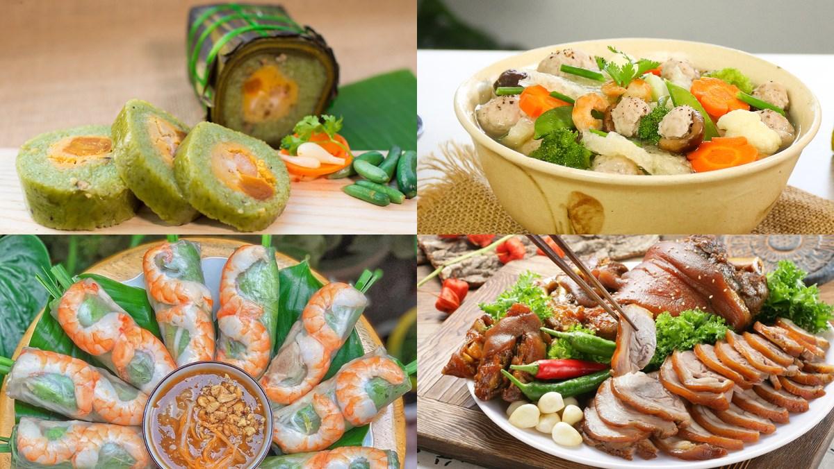 Tranh vẽ món gỏi cuốn Việt Nam thanh đạm với tôm thịt và rau tươi qua lớp bánh tráng trong veo