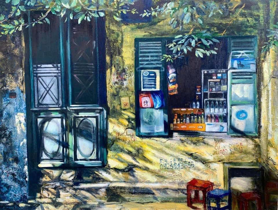 Tranh vẽ về Hà Nội với góc nhìn hiện đại kết hợp giữa nét cổ kính và sự phát triển đô thị