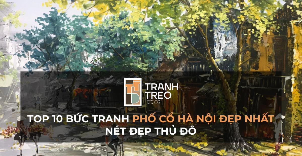 Tranh vẽ khung cảnh đời thường qua nét vẽ sinh động về một góc phố cổ với những mái ngói và hàng cây xanh