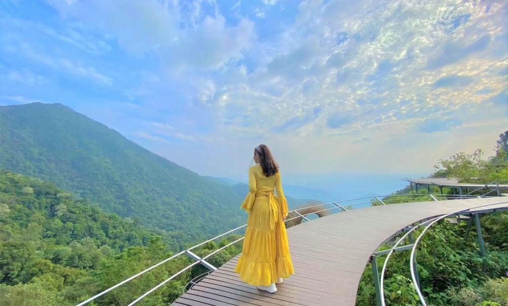 Tranh vẽ phong cảnh đẹp núi non hùng vĩ buổi sáng sớm sương mờ bao phủ