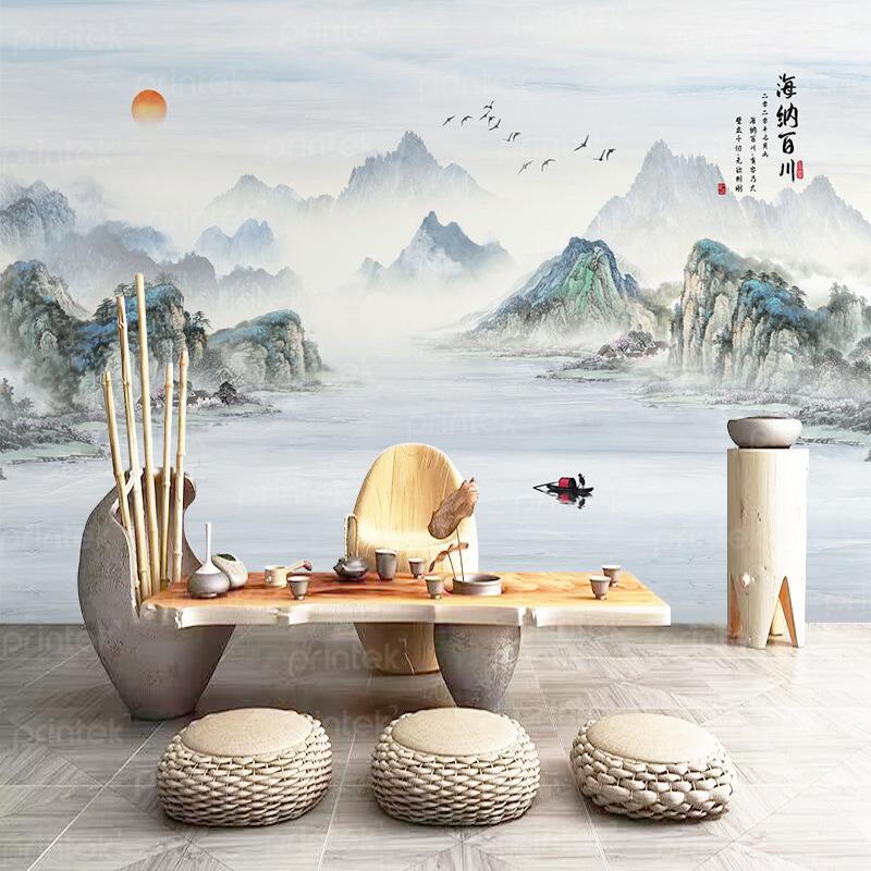 Khám Phá Ý Tưởng Tranh Vẽ Tường Phòng Khách Sáng Tạo Tranh vẽ tường phòng khách phong cảnh biển cả thơ mộng mang lại cảm giác thư thái