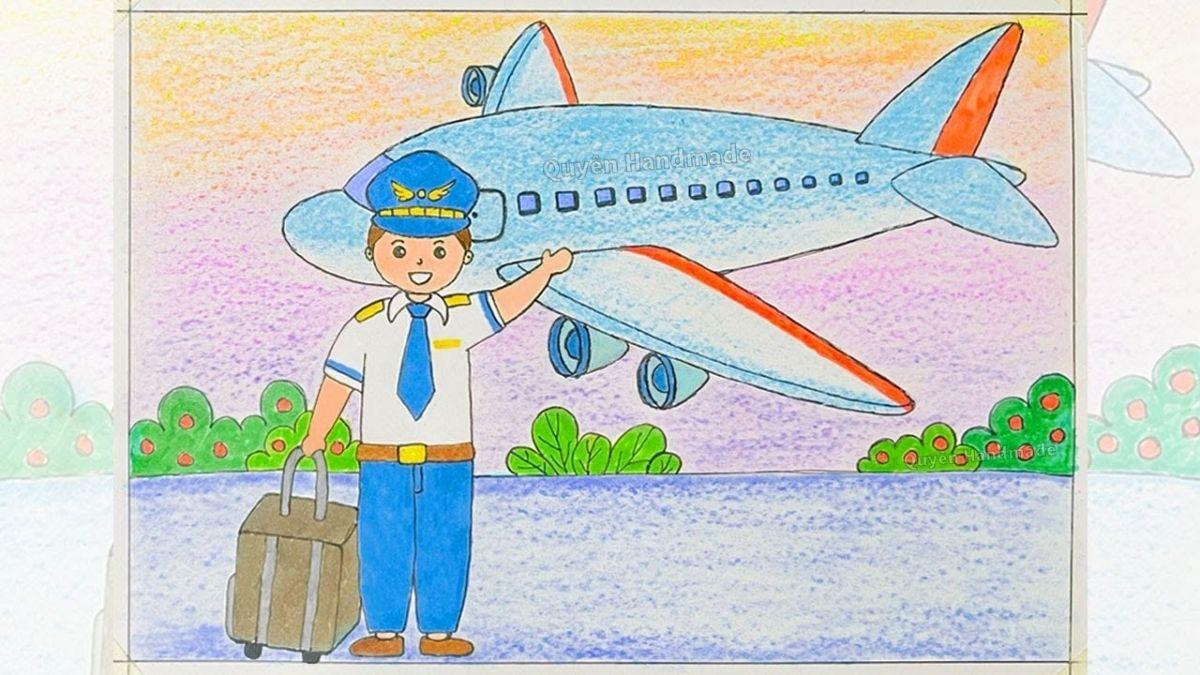 Tranh vẽ ước mơ nghề nghiệp của bé với bác sĩ công an giáo viên phi hành gia màu sắc