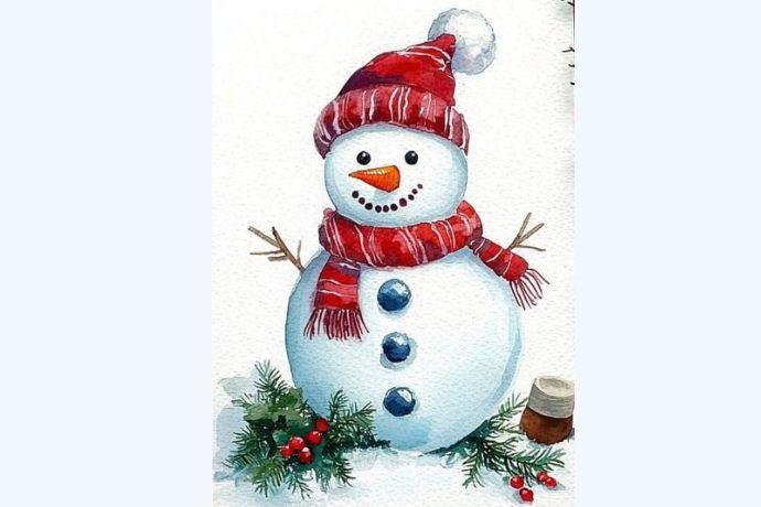 Hướng dẫn cách vẽ tranh giáng sinh với khung cảnh đêm Noel có nhà cửa và tuyết rơi