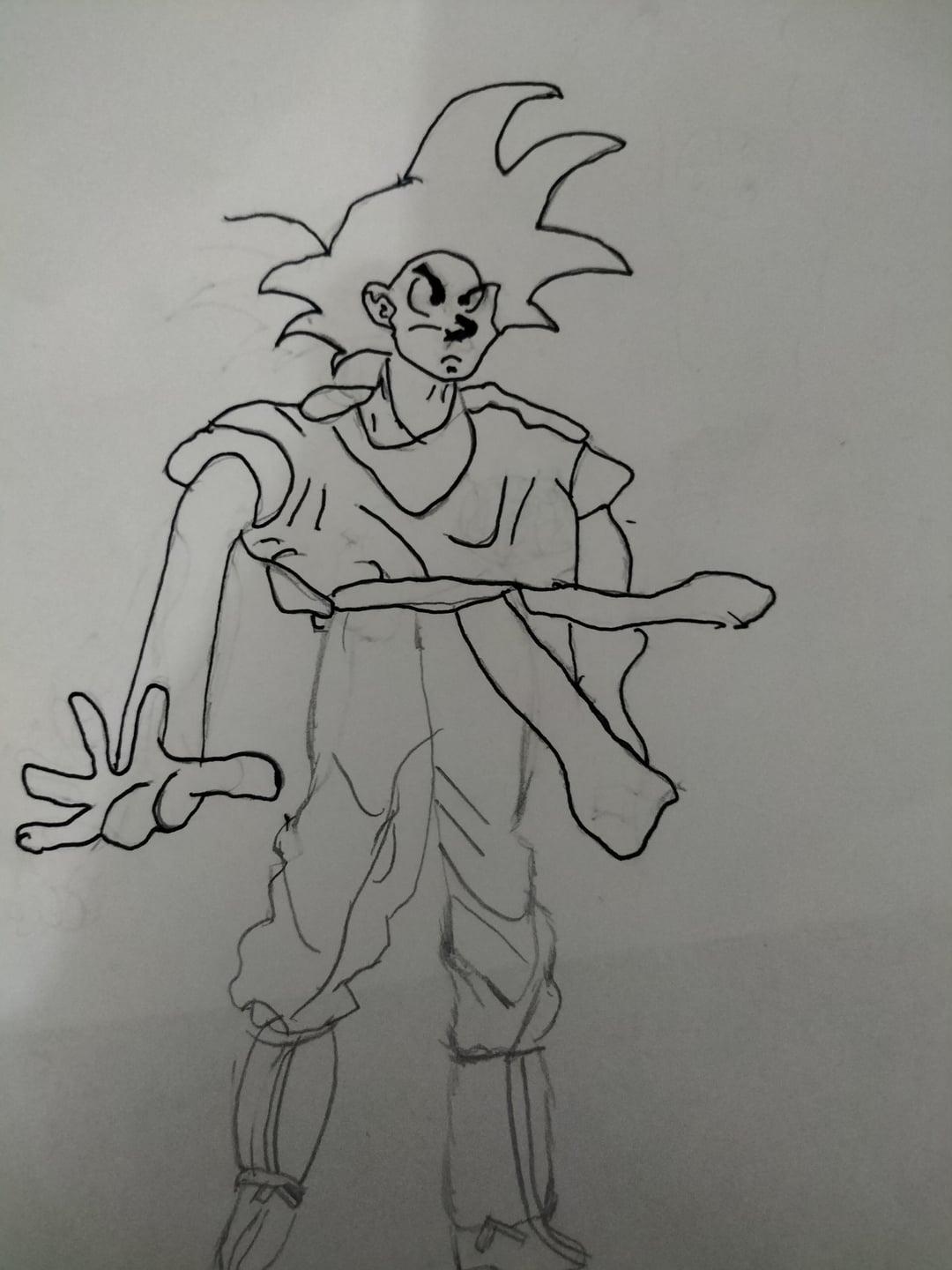 Vẽ thân hình và trang phục Songoku theo cách vẽ Songoku đơn giản nhất