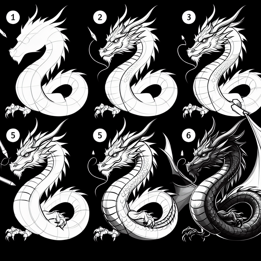 Hướng dẫn vẽ chi tiết thân, chân và móng vuốt của con rồng theo cách vẽ con rồng đơn giản