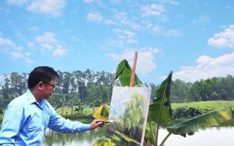 Chiêm ngưỡng các tác phẩm vẽ tranh phong cảnh lớp 4 về làng quê Việt Nam thanh bình và mộc mạc