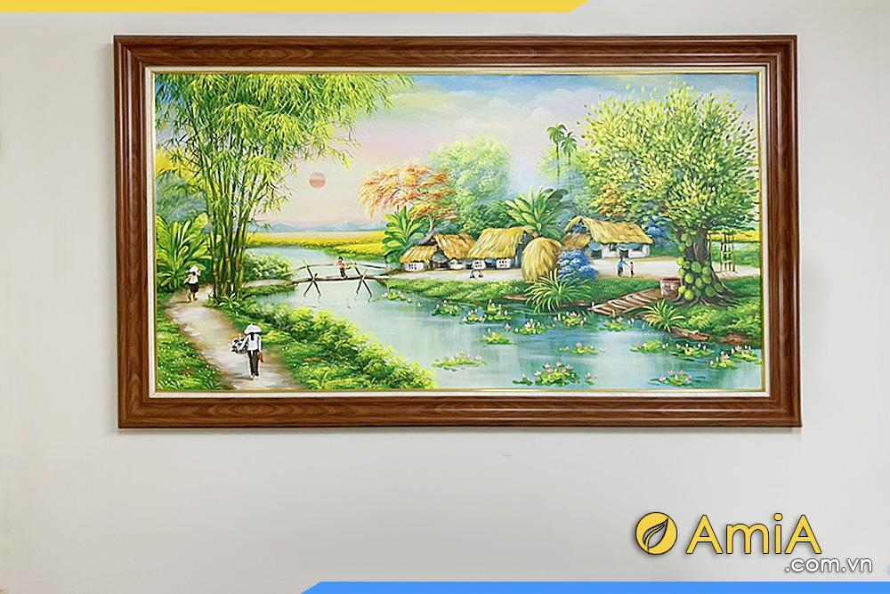 Vẽ tranh chủ đề quê hương tái hiện cảnh hoàng hôn thanh bình trên làng quê Việt Nam