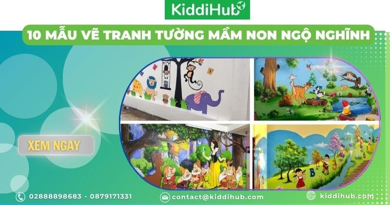 Mẫu vẽ tranh tường mầm non đơn giản chủ đề giáo dục với bảng chữ cái và số đếm sinh động