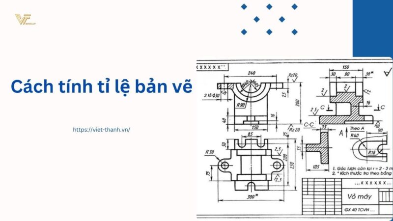 Minh họa bước xác định tỷ lệ xích phù hợp cho bản vẽ kiến trúc, một phần quan trọng trong cách vẽ tỉ lệ xích.