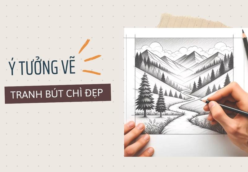 Bức phác họa chân dung một cô gái đơn giản bằng bút chì tập trung vào đường nét chính và biểu cảm