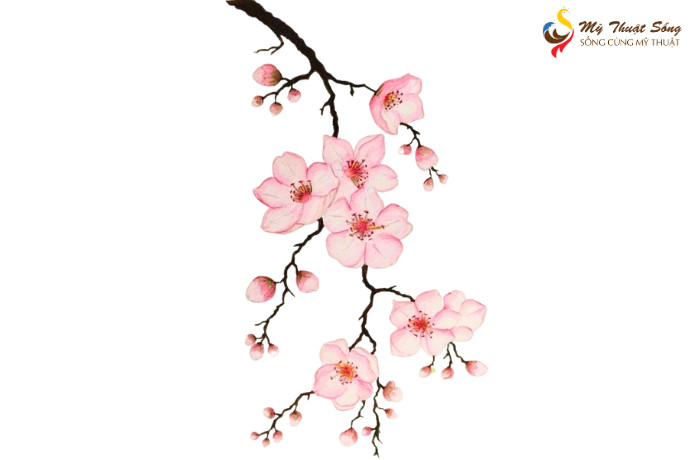 Hướng dẫn cách vẽ hoa đào bằng màu nước đơn giản