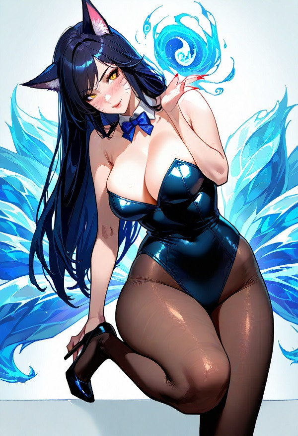 Ahri cosplay tạo dáng ngồi đầy kiêu sa và cuốn hút