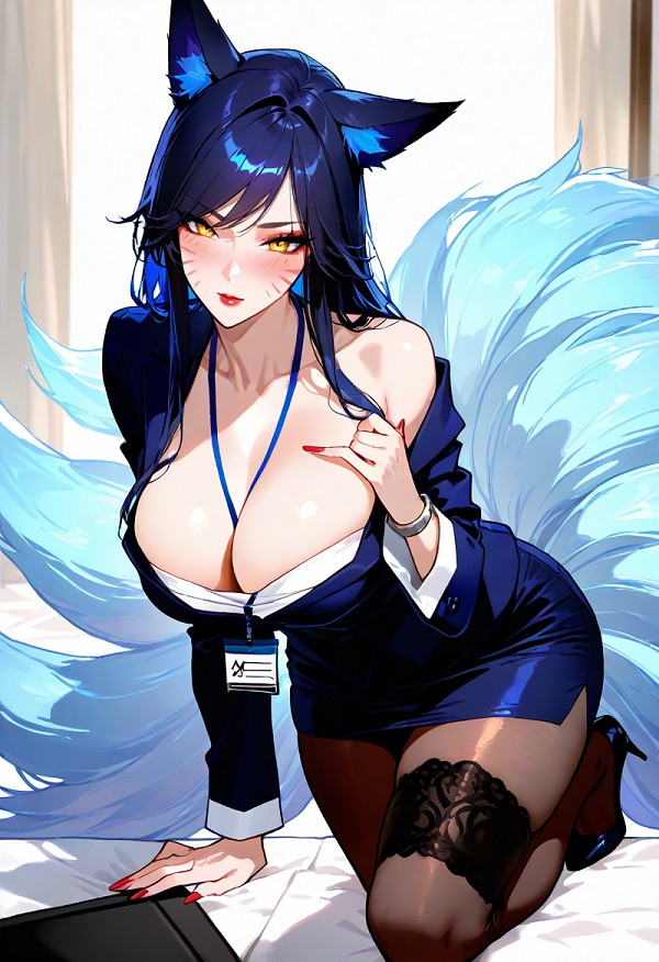 Ahri sexy cosplay trong bộ đầm đen lấp lánh, cực quyến rũ