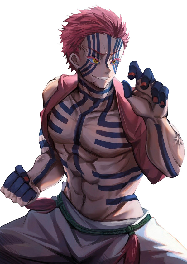 Akaza trong trạng thái chiến đấu mãn nhãn