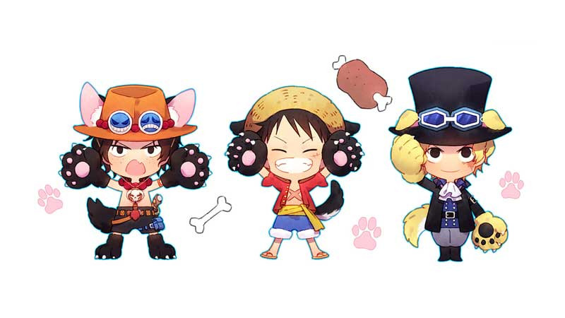 Ảnh 4K Luffy Chibi với đôi mắt to tròn.
