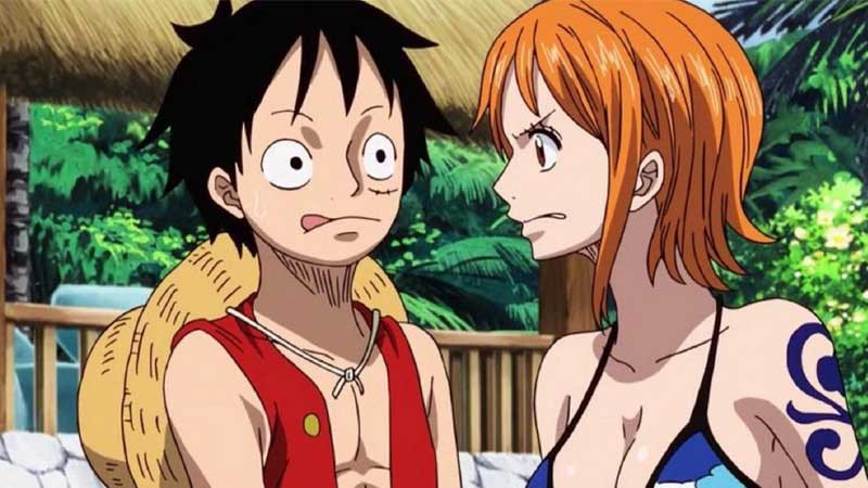 Ảnh 4K Luffy và hoa tiêu Nami.
