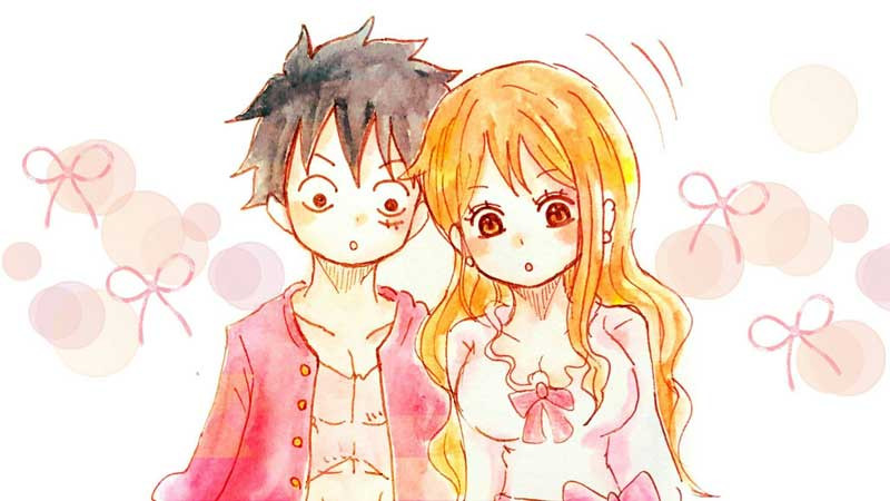 Ảnh 4K Luffy và Nami cùng nhau nhìn ra biển.