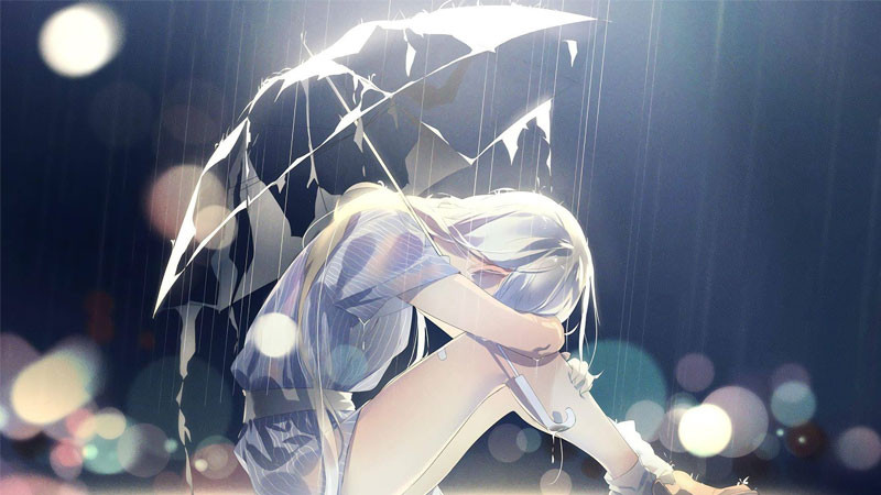 Bộ sưu tập ảnh anime buồn đầy cảm xúc Ảnh anime buồn với nhân vật nữ dưới cơn mưa