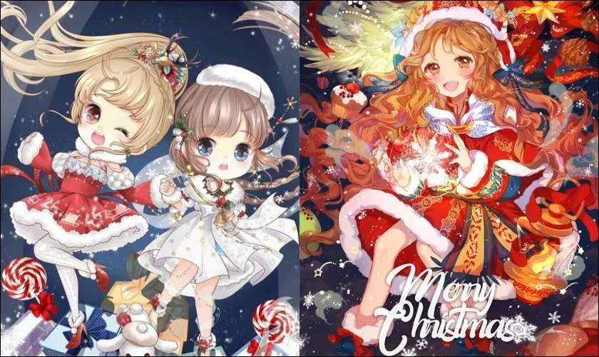 Ảnh anime chibi Giáng sinh trên điện thoại cực cute