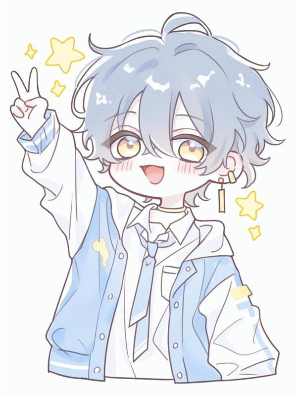 Ảnh anime chibi nam với biểu cảm ngạc nhiên